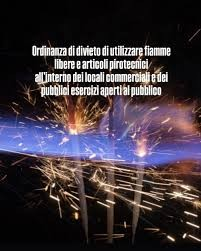Divieto di utilizzo fiamme libere ed articoli pirotecnici nei locali pubblici ed aperti al pubblico